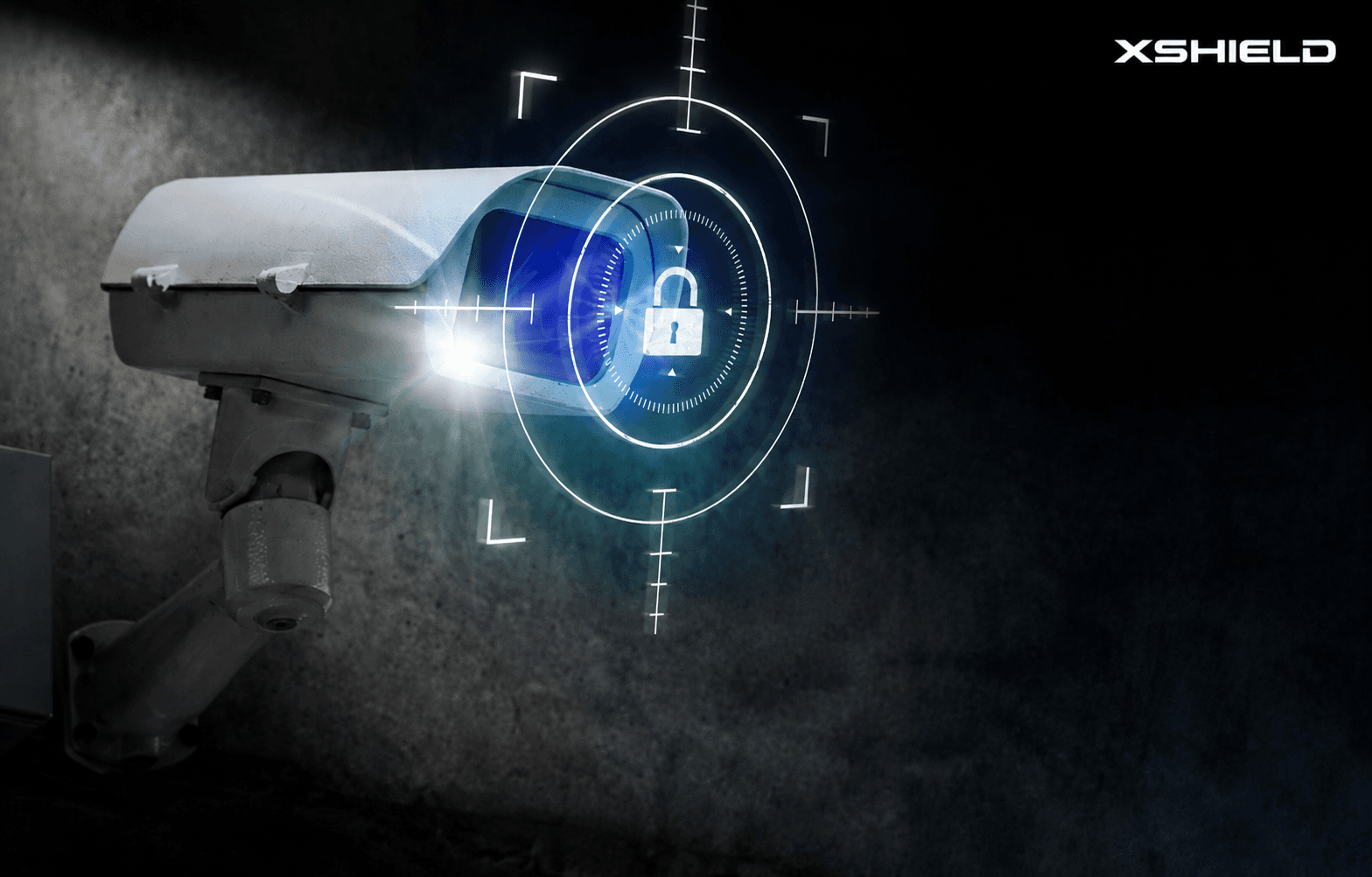 An Xshield security camera with a digital lock interface